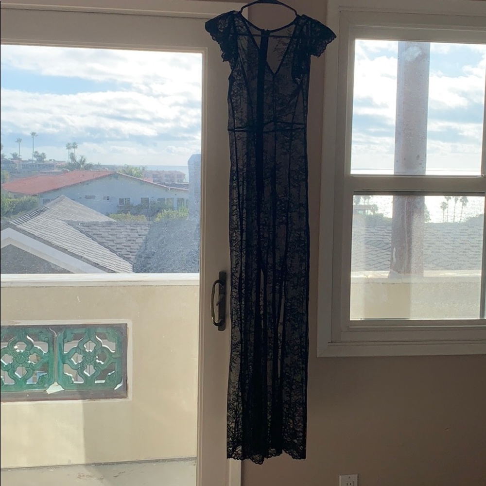 Black lace sheer dress